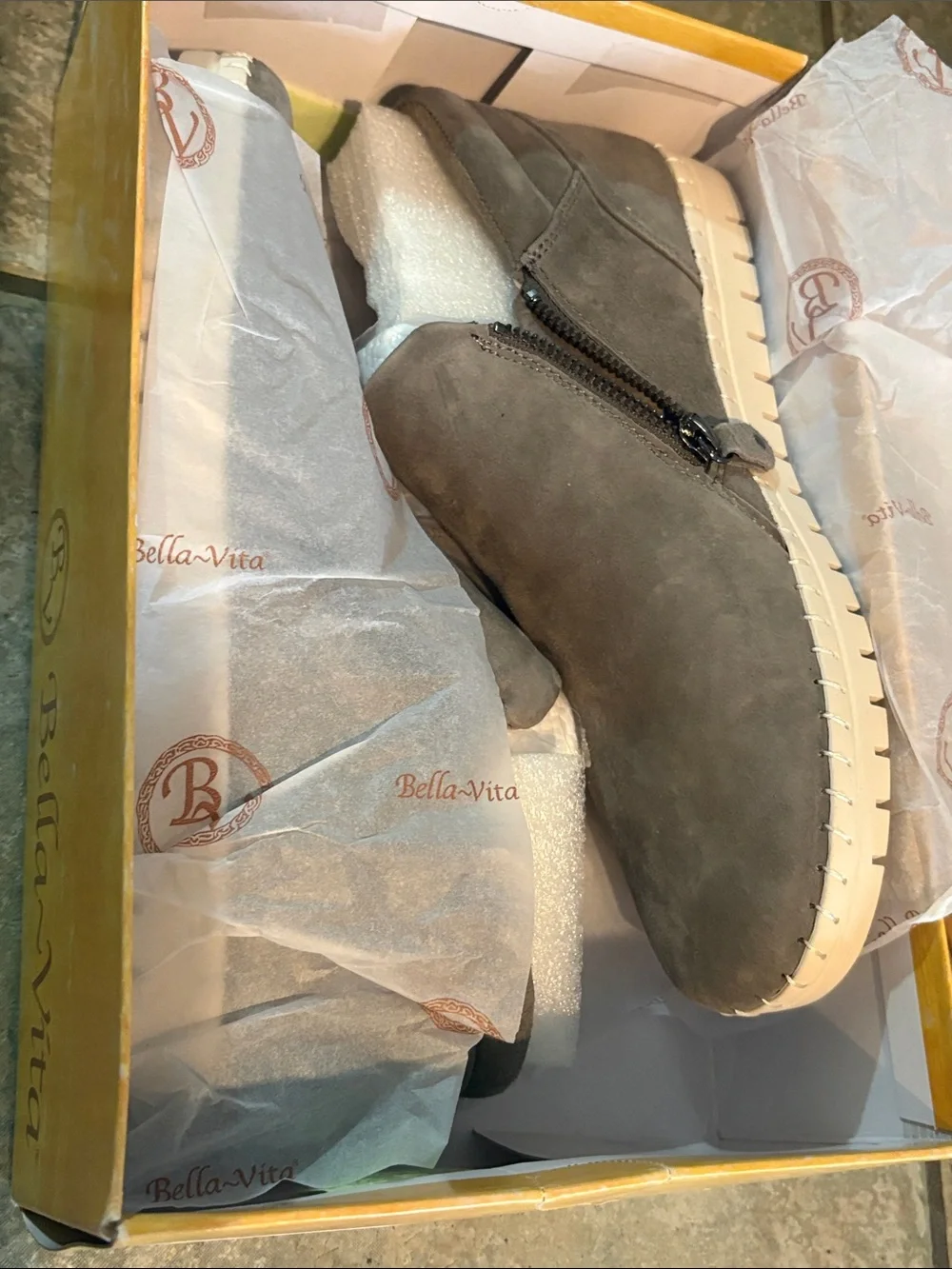 Bella Vita Camberly Grey Suede Ankle Bootie